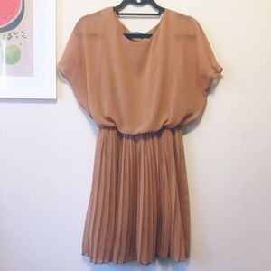 Lush Chiffon Beige Mini Dress